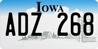 IA license plate ADZ268
