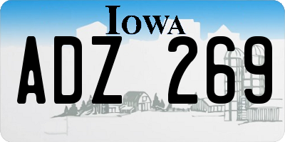 IA license plate ADZ269