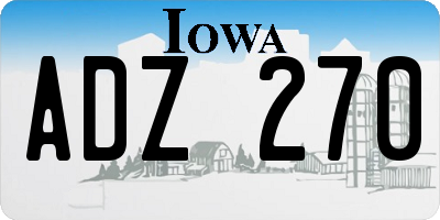 IA license plate ADZ270