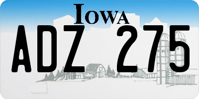 IA license plate ADZ275