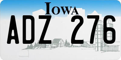 IA license plate ADZ276