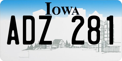 IA license plate ADZ281