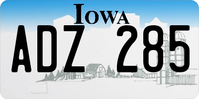 IA license plate ADZ285