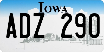 IA license plate ADZ290