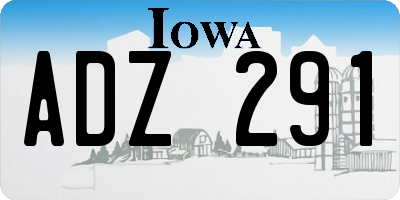 IA license plate ADZ291