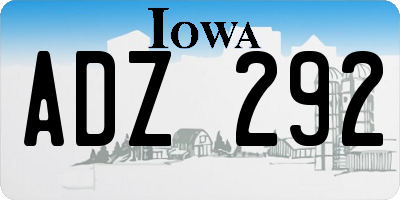 IA license plate ADZ292