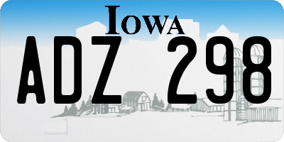 IA license plate ADZ298