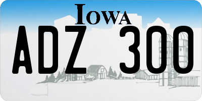 IA license plate ADZ300