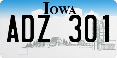 IA license plate ADZ301