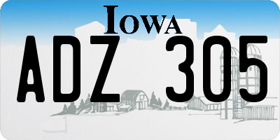 IA license plate ADZ305