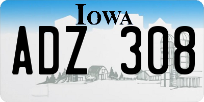 IA license plate ADZ308