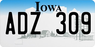 IA license plate ADZ309