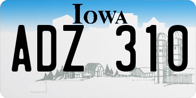 IA license plate ADZ310