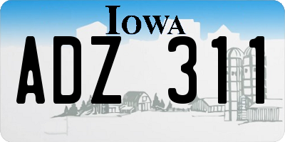 IA license plate ADZ311