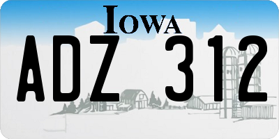 IA license plate ADZ312