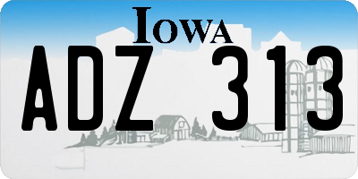 IA license plate ADZ313