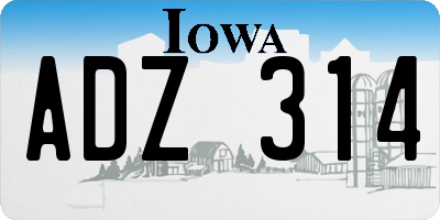 IA license plate ADZ314