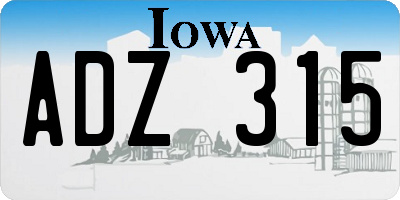IA license plate ADZ315