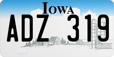 IA license plate ADZ319