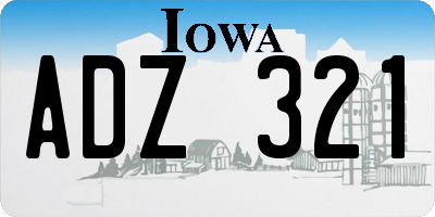 IA license plate ADZ321