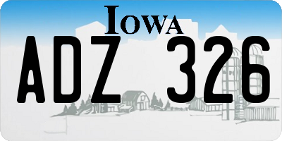 IA license plate ADZ326