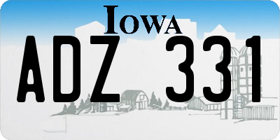 IA license plate ADZ331