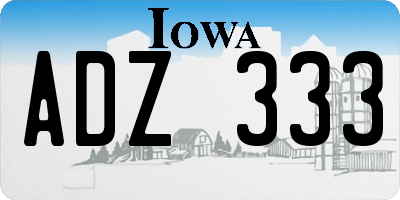 IA license plate ADZ333