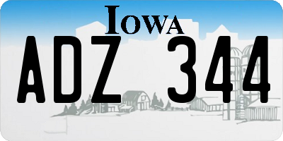IA license plate ADZ344