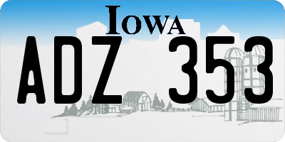 IA license plate ADZ353