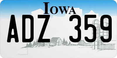 IA license plate ADZ359