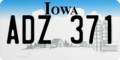IA license plate ADZ371