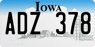 IA license plate ADZ378