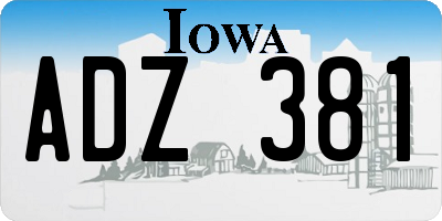 IA license plate ADZ381