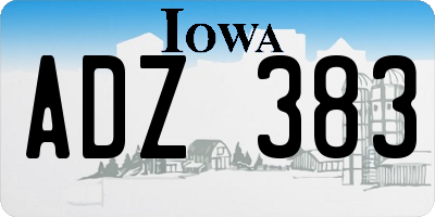 IA license plate ADZ383