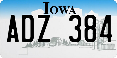 IA license plate ADZ384