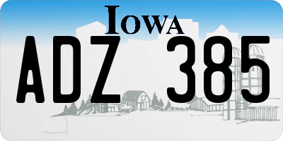 IA license plate ADZ385