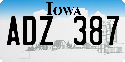 IA license plate ADZ387