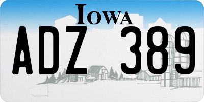 IA license plate ADZ389