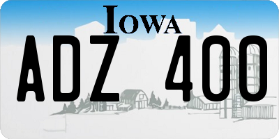 IA license plate ADZ400