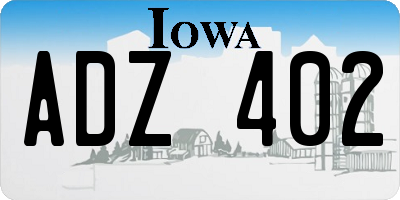 IA license plate ADZ402