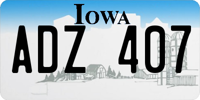 IA license plate ADZ407