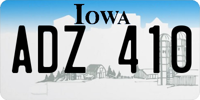 IA license plate ADZ410