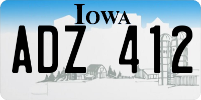 IA license plate ADZ412