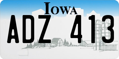 IA license plate ADZ413