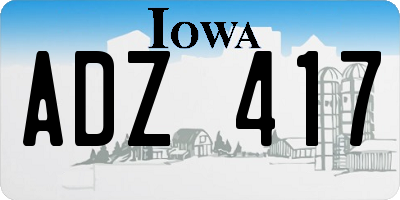 IA license plate ADZ417