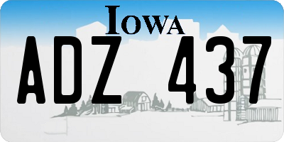 IA license plate ADZ437