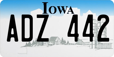 IA license plate ADZ442