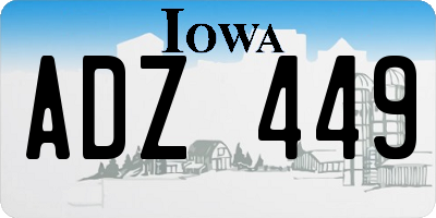 IA license plate ADZ449