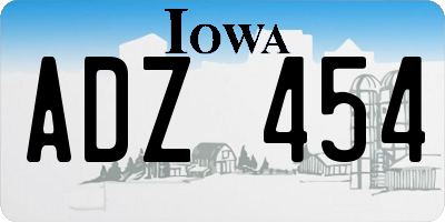 IA license plate ADZ454