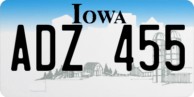 IA license plate ADZ455
